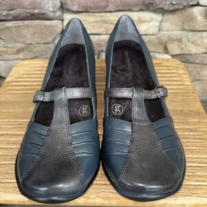 HUSH PUPPIES  ZERO G LEATHER SLIP ON COMFORT WOMENS SHOES DARK BLUE  SIZE 8M